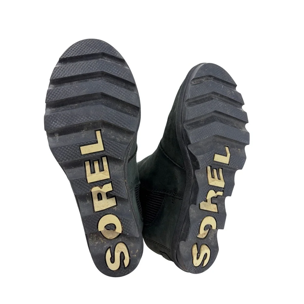Sorel Arctic Wedge II Chelsea Boots Black Leather Ankle NL3022-010 Womens 7